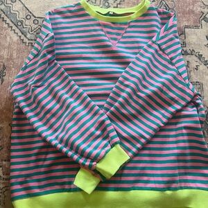 NWOT Striped Women’s Sweatshirt - Pink and Green